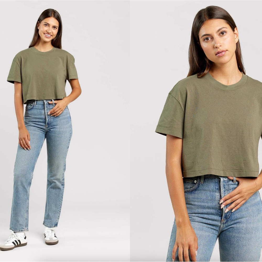 nuuds Olive Green Cropped Tee